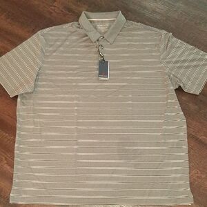 Men's Striped Polo Shirt - Gray